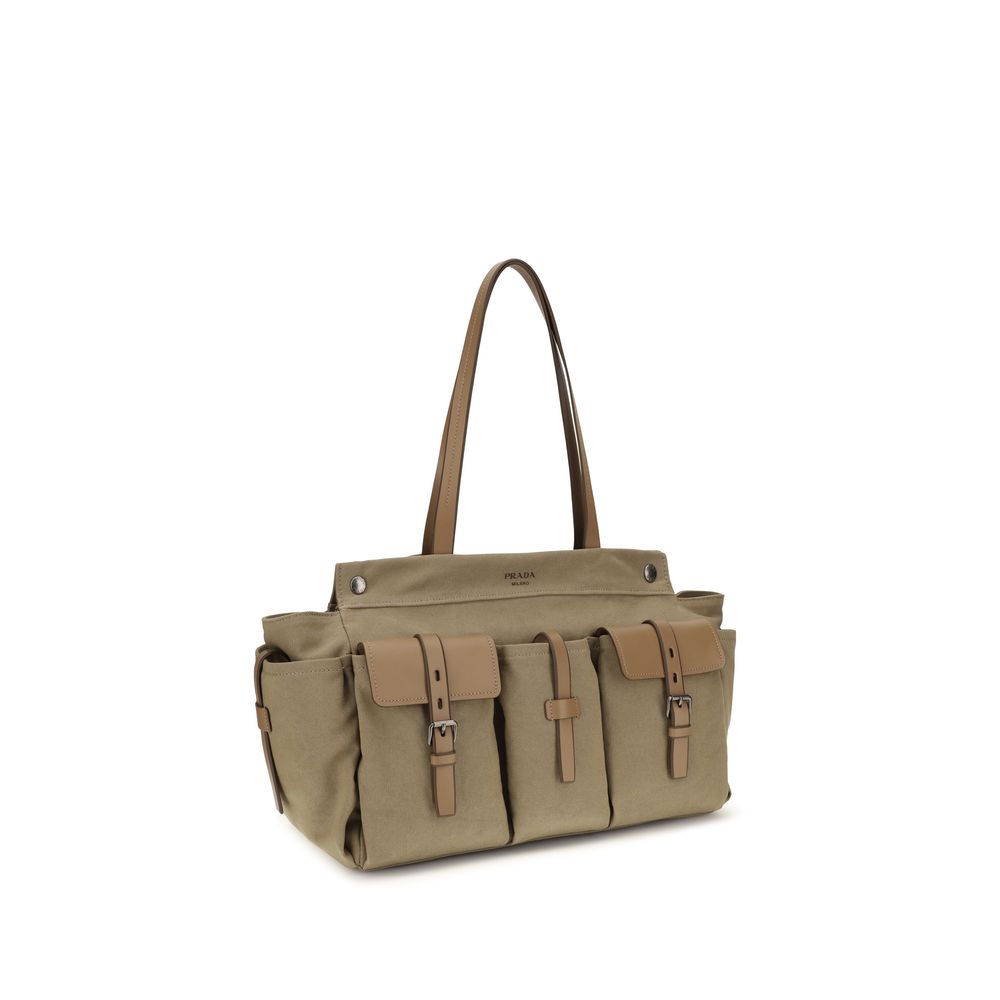 Prada Bicolor Cotton Shoulder Bag
