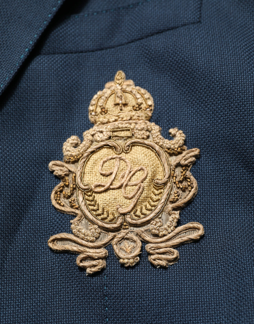 Dolce & Gabbana Blue Wool Logo Single Breasted Coat Blazer