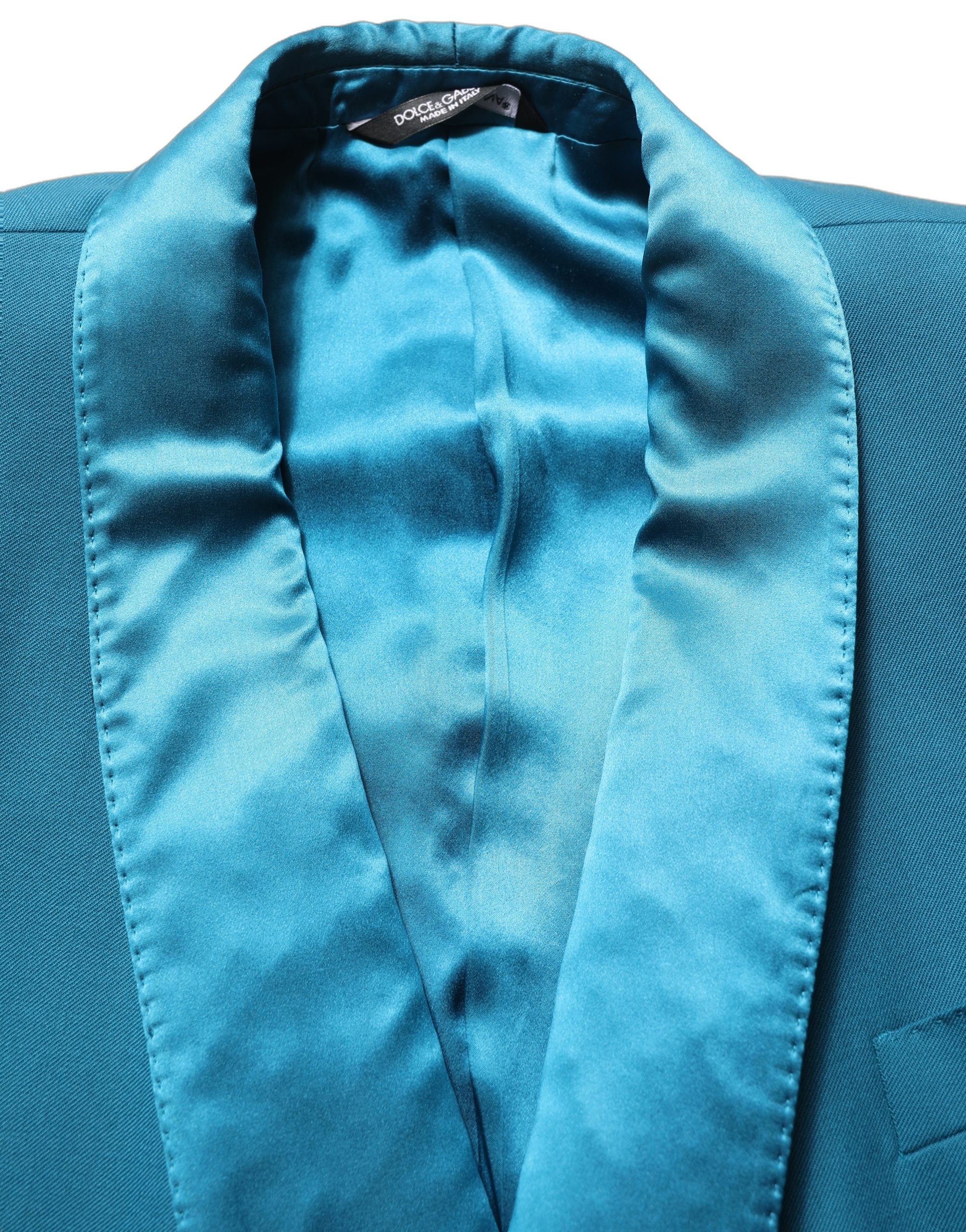 Dolce & Gabbana Teal Wool Double Breasted Formal Coat Blazer