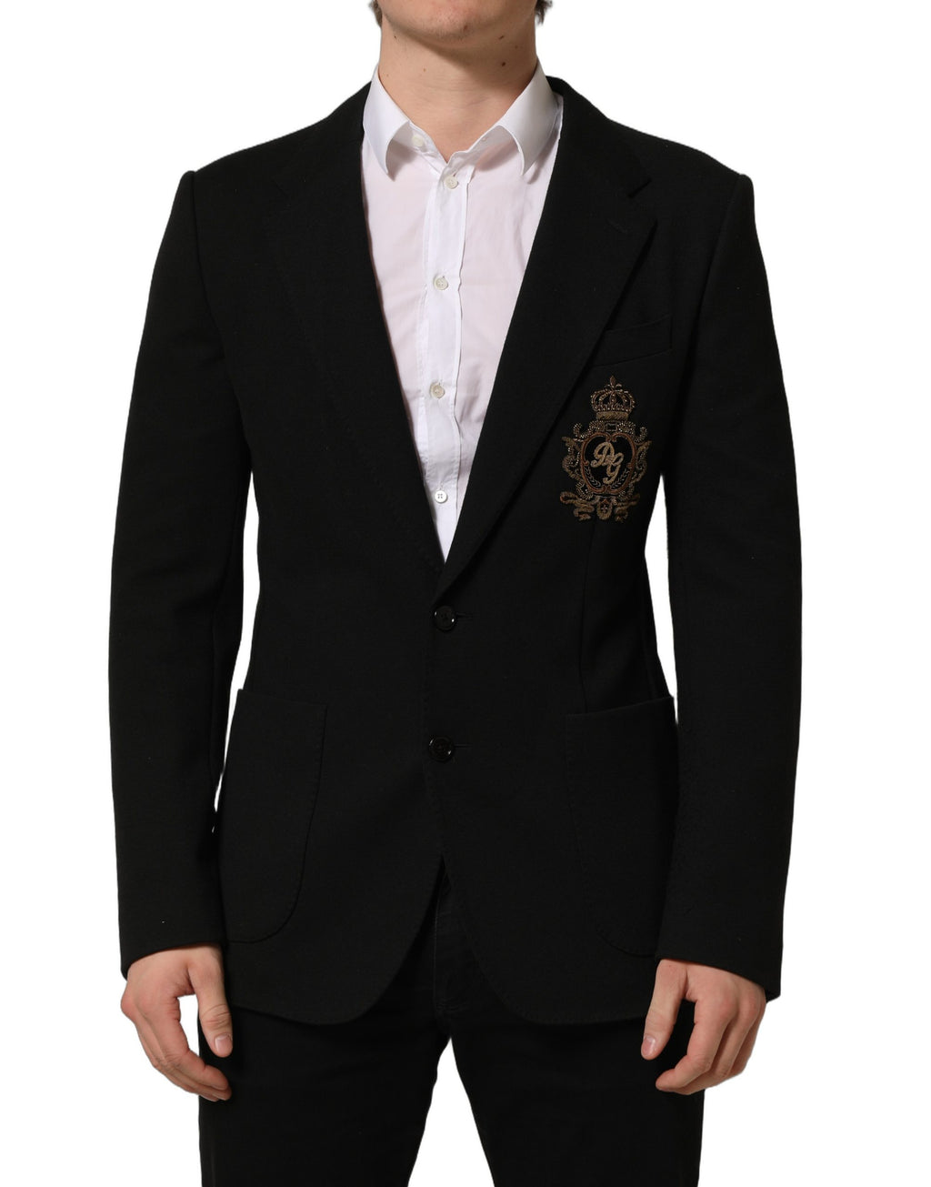 Dolce & Gabbana Black Logo Crest SingleBreasted Coat Blazer