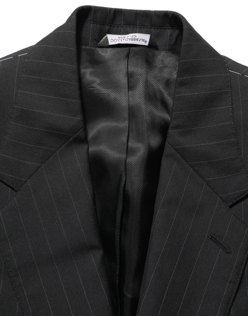 Dolce & Gabbana Dark Gray Stripes Wool Single Breasted Blazer