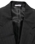 Dolce & Gabbana Dark Gray Stripes Wool Single Breasted Blazer