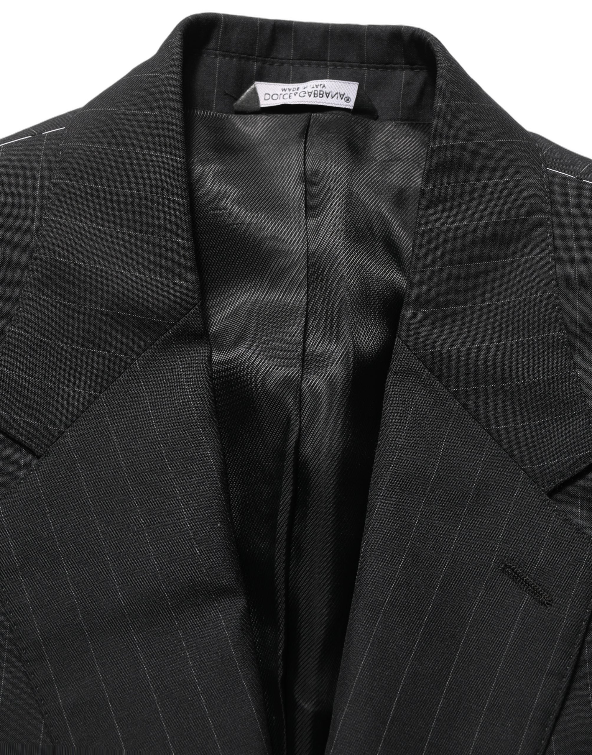 Dolce & Gabbana Dark Gray Stripes Wool Single Breasted Blazer