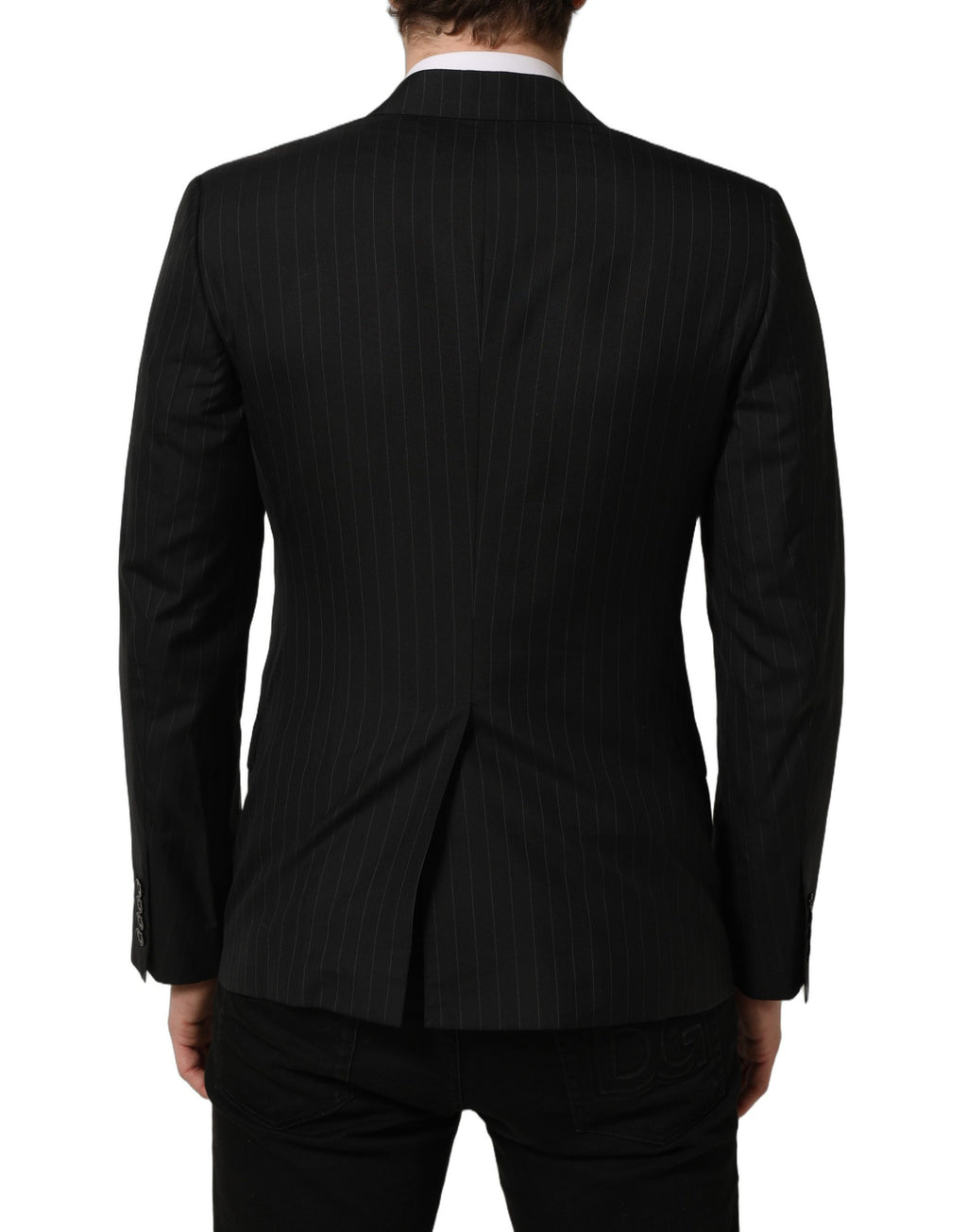 Dolce & Gabbana Dark Gray Stripes Wool Single Breasted Blazer