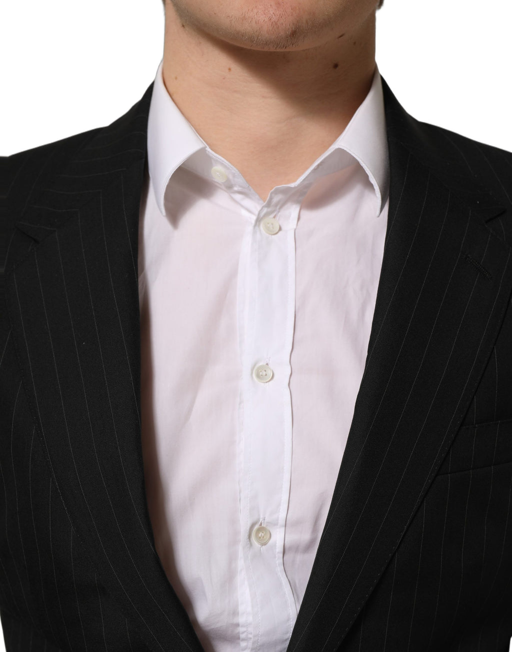 Dolce & Gabbana Dark Gray Stripes Wool Single Breasted Blazer