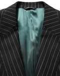 Dolce & Gabbana Dark Gray Stripes Wool Single Breasted Blazer