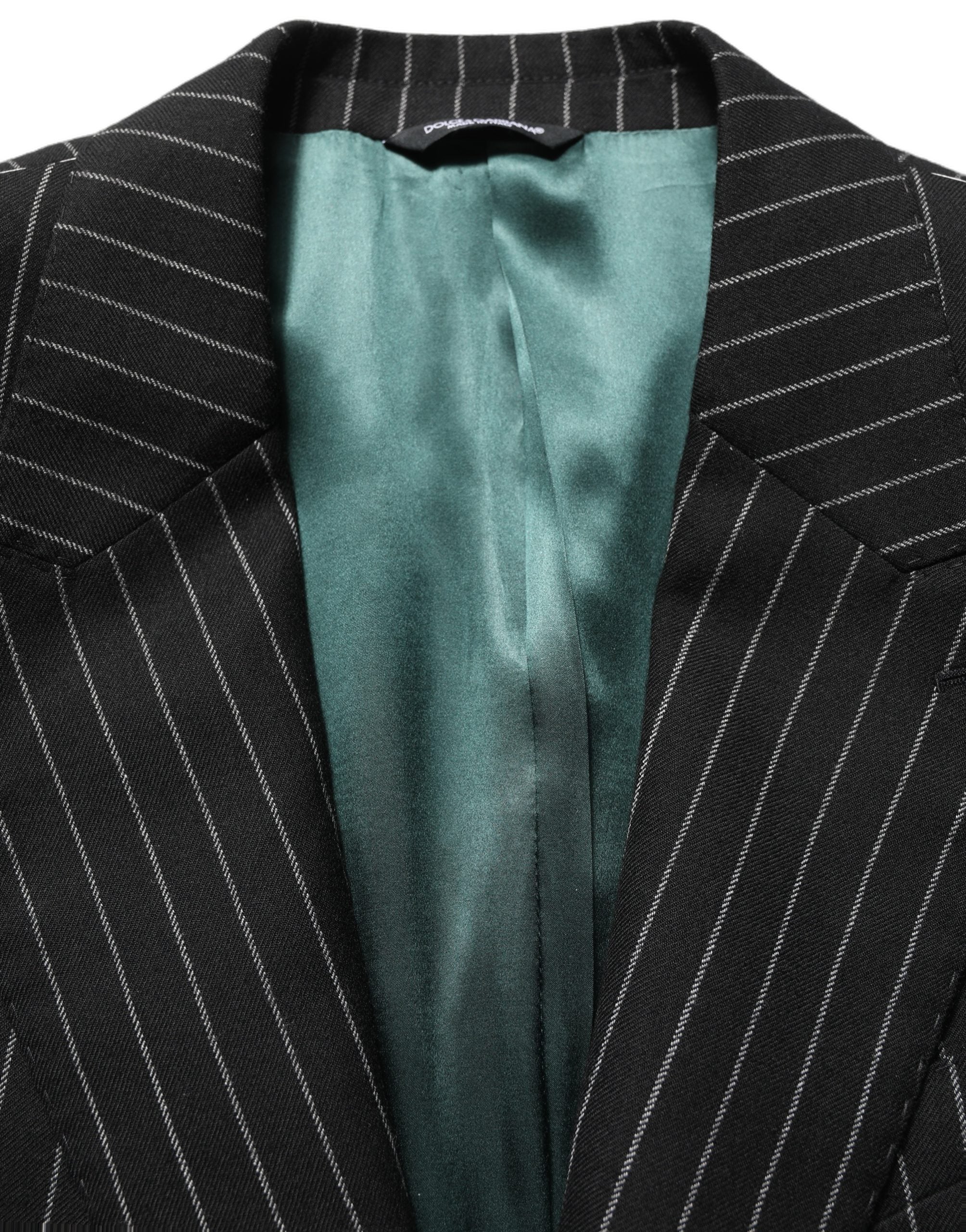 Dolce & Gabbana Dark Gray Stripes Wool Single Breasted Blazer