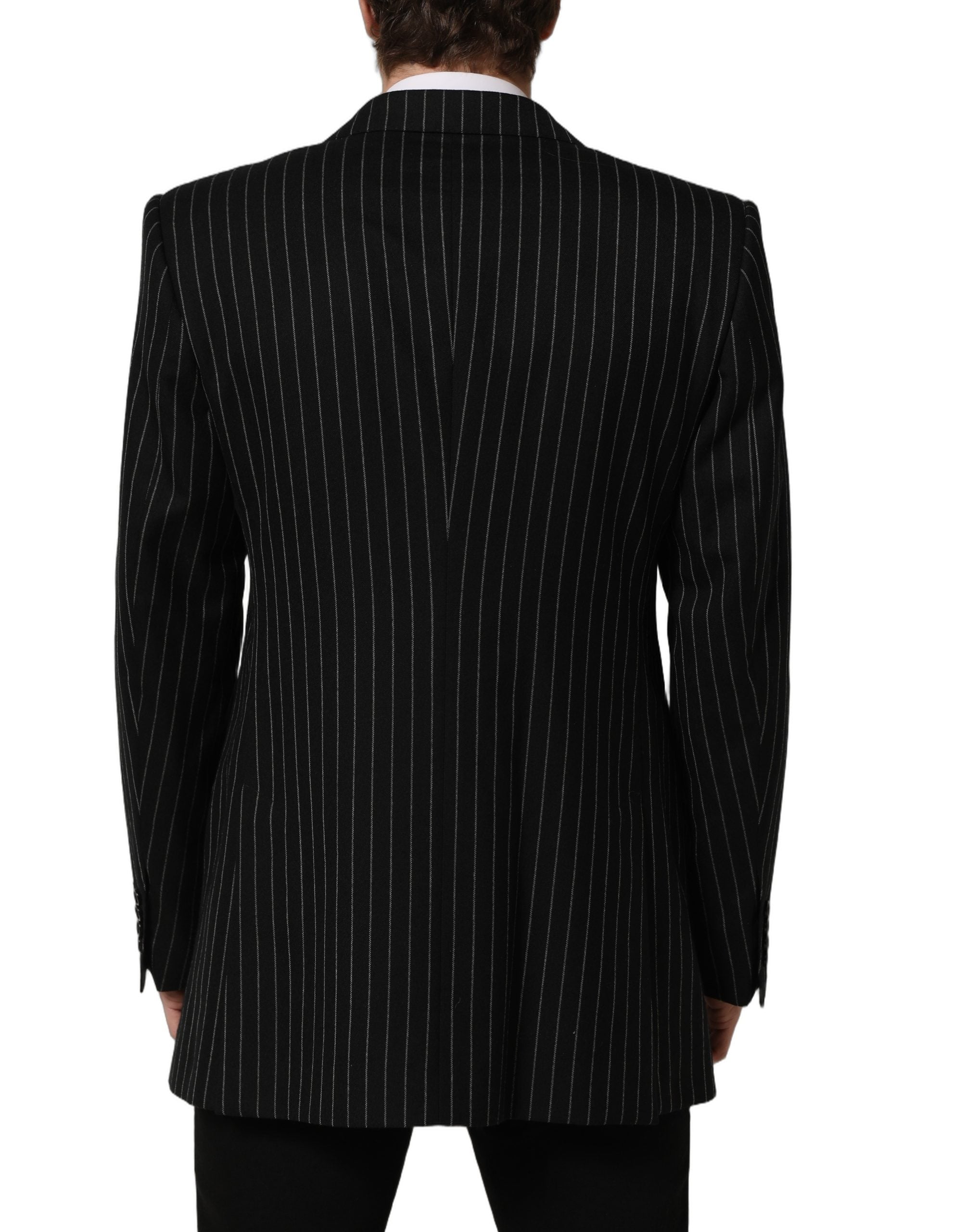 Dolce & Gabbana Dark Gray Stripes Wool Single Breasted Blazer