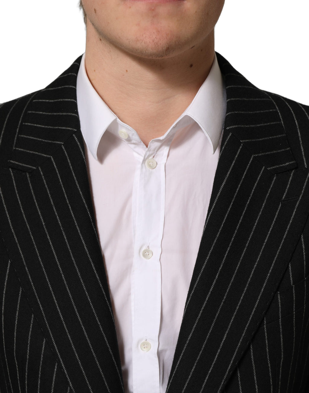 Dolce & Gabbana Dark Gray Stripes Wool Single Breasted Blazer