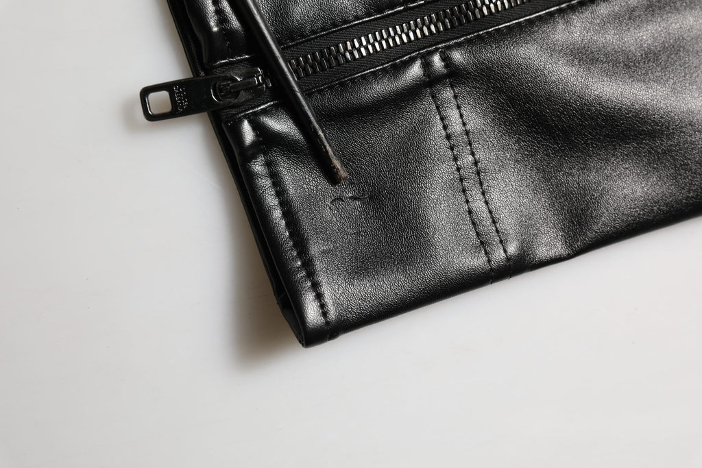 Dolce & Gabbana Black PU Leather Zipper Men Trouser Pants