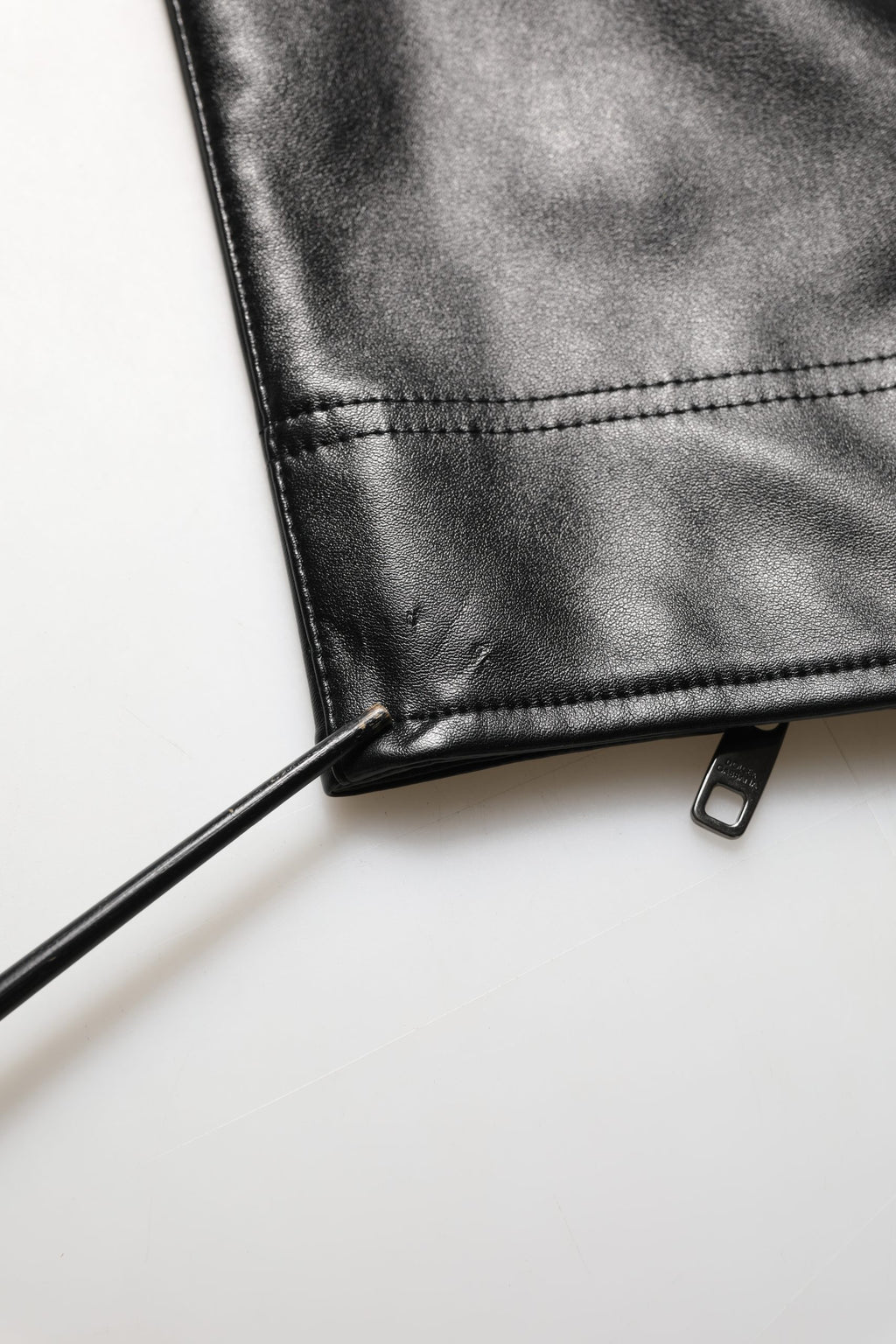 Dolce & Gabbana Black PU Leather Zipper Men Trouser Pants