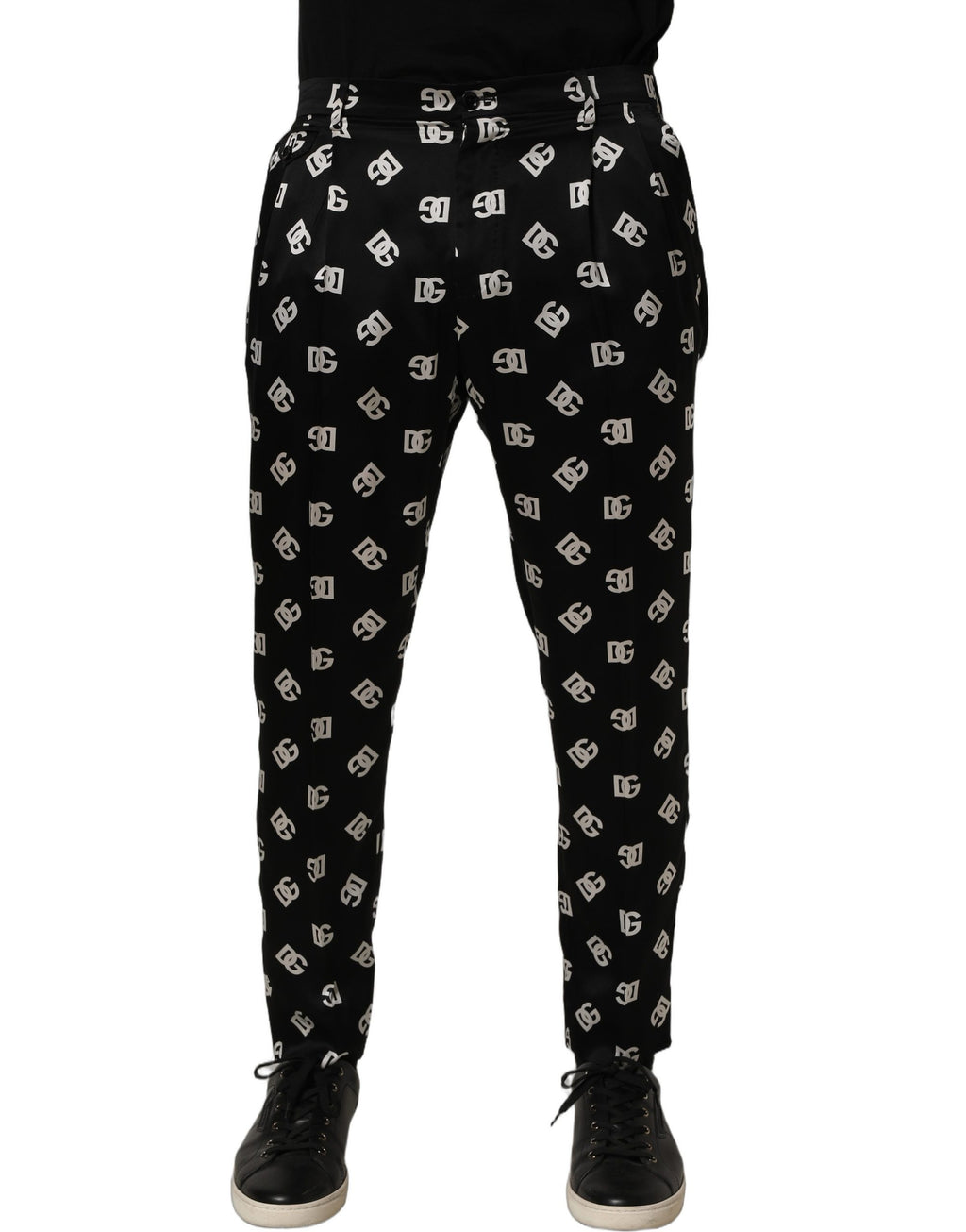Dolce & Gabbana Black Silk Skinny Leg Dress Men Trouser Pants
