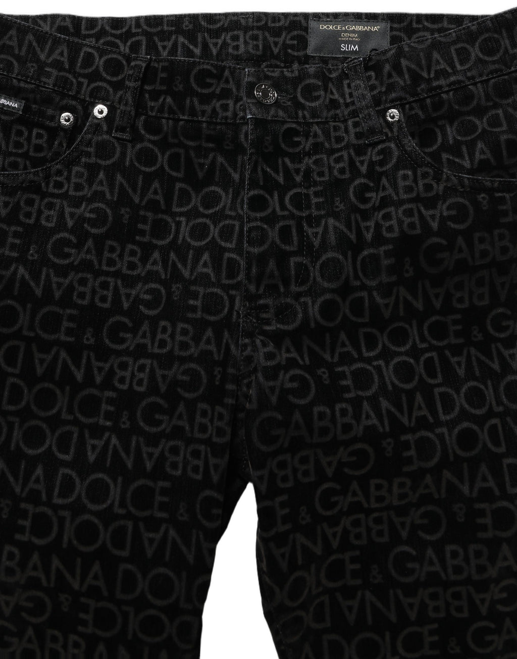 Dolce & Gabbana Black Logo Monogram Cotton Slim Denim Jeans