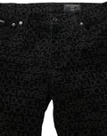 Dolce & Gabbana Black Logo Monogram Cotton Slim Denim Jeans