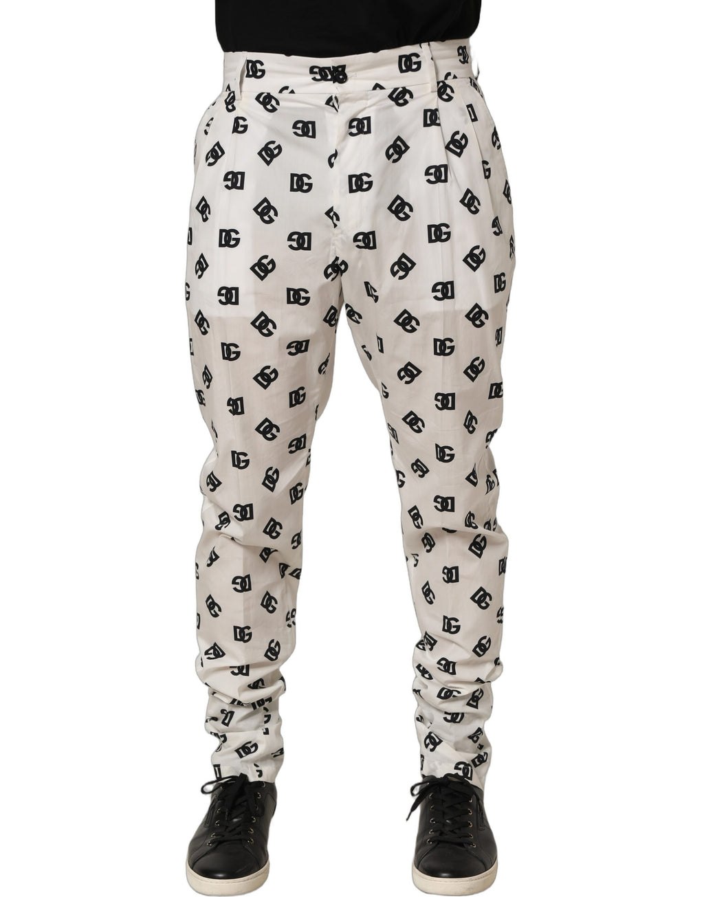 Dolce & Gabbana White Logo Skinny Leg Dress Men Trouser Pants