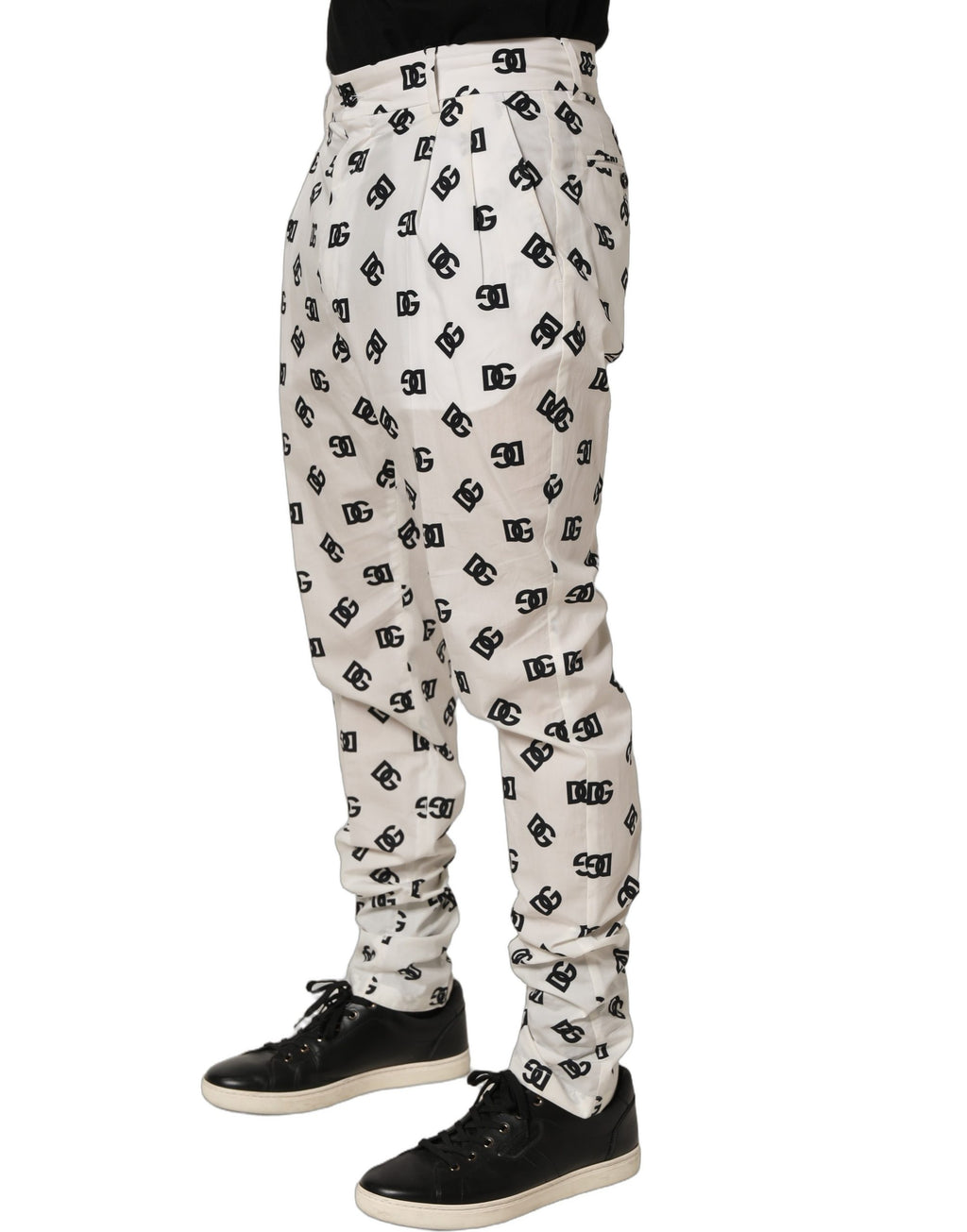 Dolce & Gabbana White Logo Skinny Leg Dress Men Trouser Pants