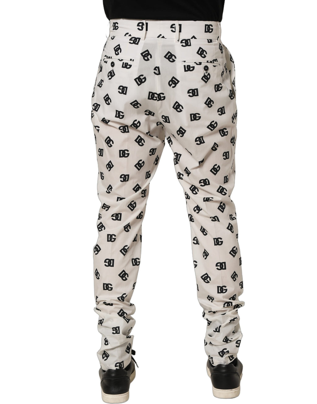 Dolce & Gabbana White Logo Skinny Leg Dress Men Trouser Pants