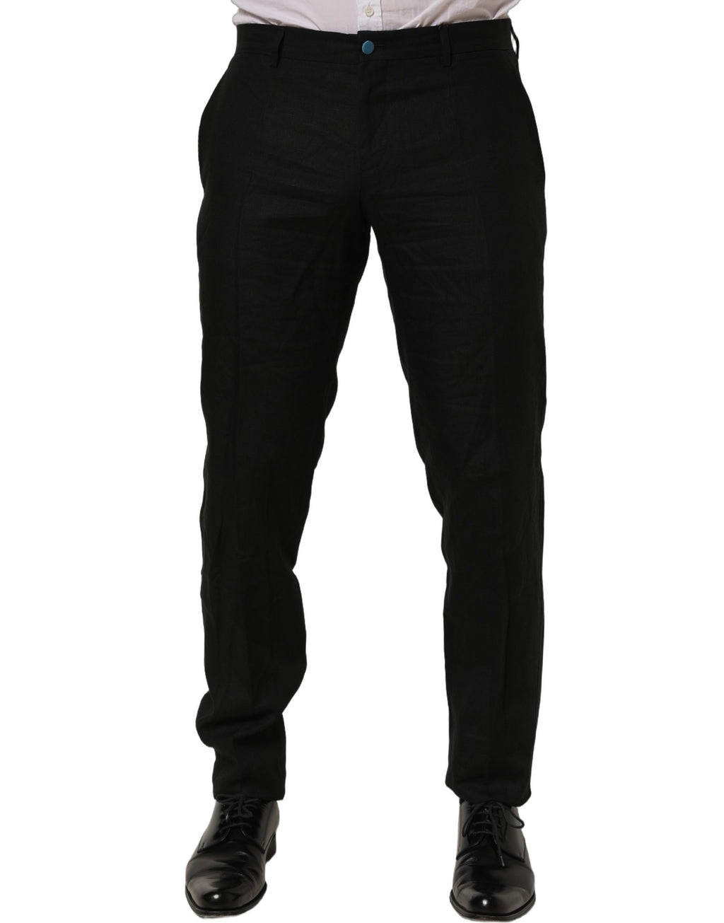 Dolce & Gabbana Black Linen Skinny Leg Dress Trouser Pants