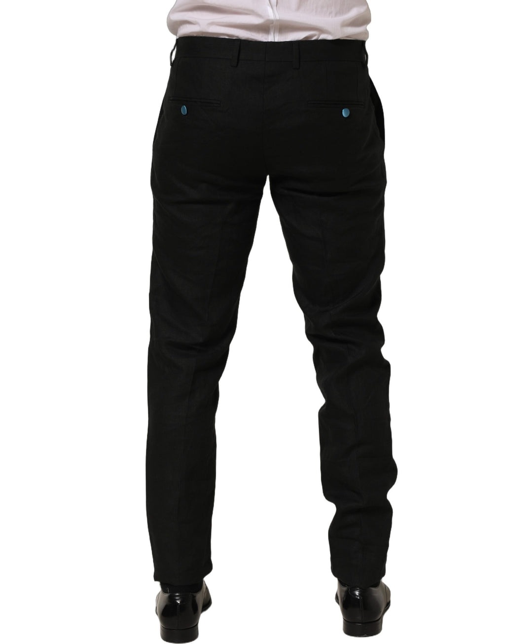 Dolce & Gabbana Black Linen Skinny Leg Dress Trouser Pants