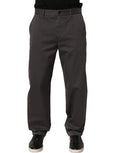Dolce & Gabbana Dark Gray Cotton Straight Chino Trouser Pants