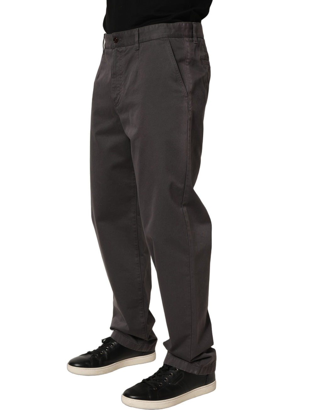 Dolce & Gabbana Dark Gray Cotton Straight Chino Trouser Pants