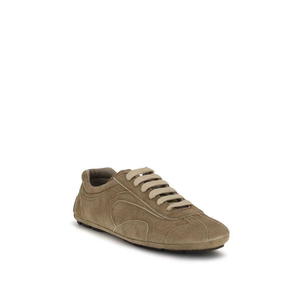 Prada Brown Calf Leather Bos Taurus Athletic Sneakers