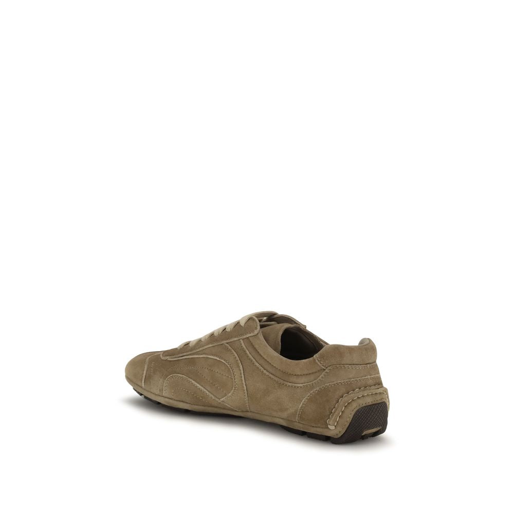 Prada Brown Calf Leather Bos Taurus Athletic Sneakers