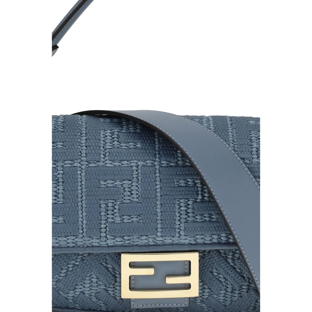 Fendi Blue Raffia Shoulder Bag