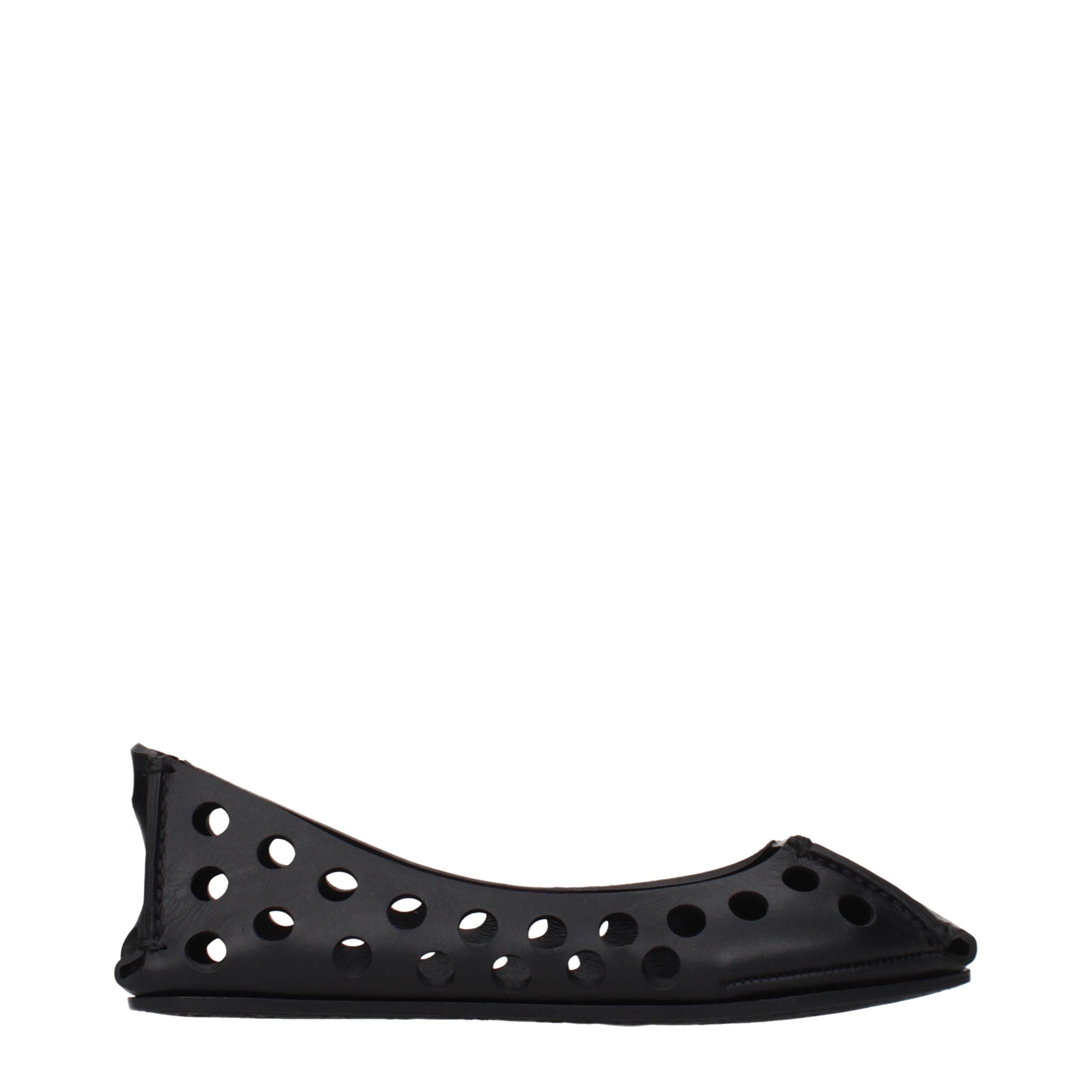 Alaïa Black Leather Ballet Flats