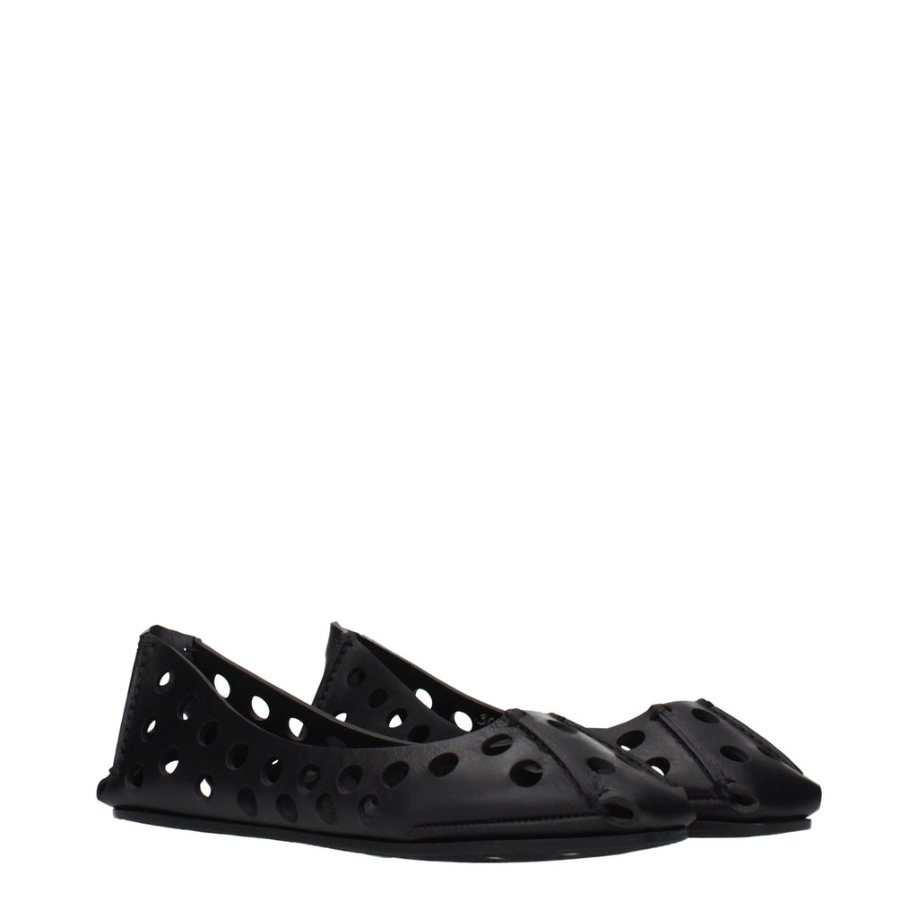 Alaïa Black Leather Ballet Flats