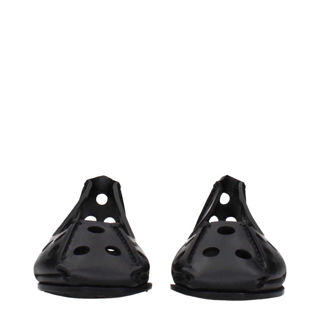 Alaïa Black Leather Ballet Flats