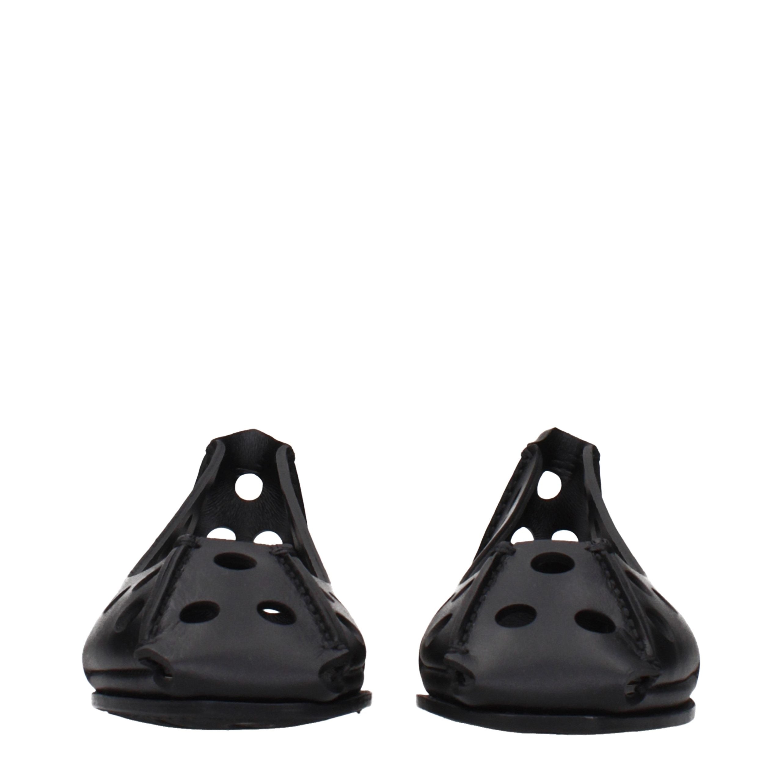 Alaïa Black Leather Ballet Flats