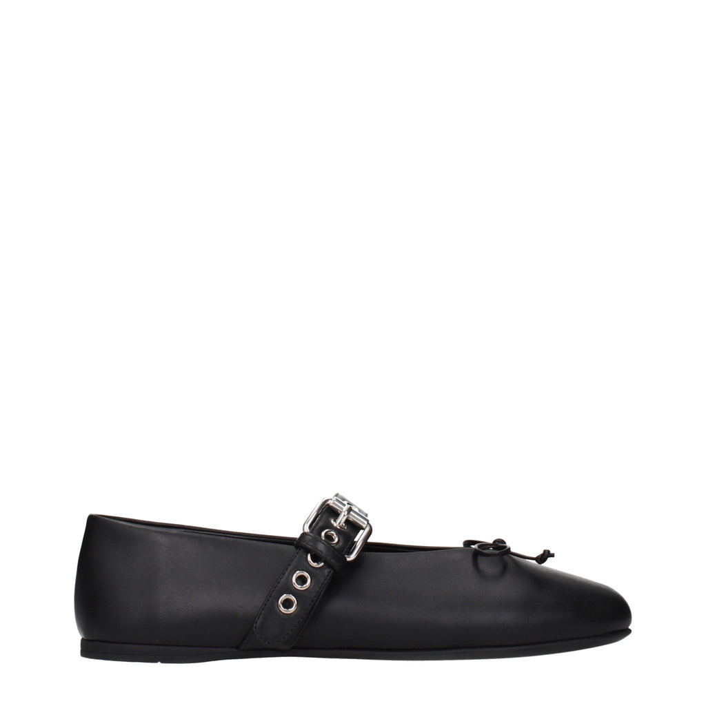 Miu Miu Black Leather Ballet Flats
