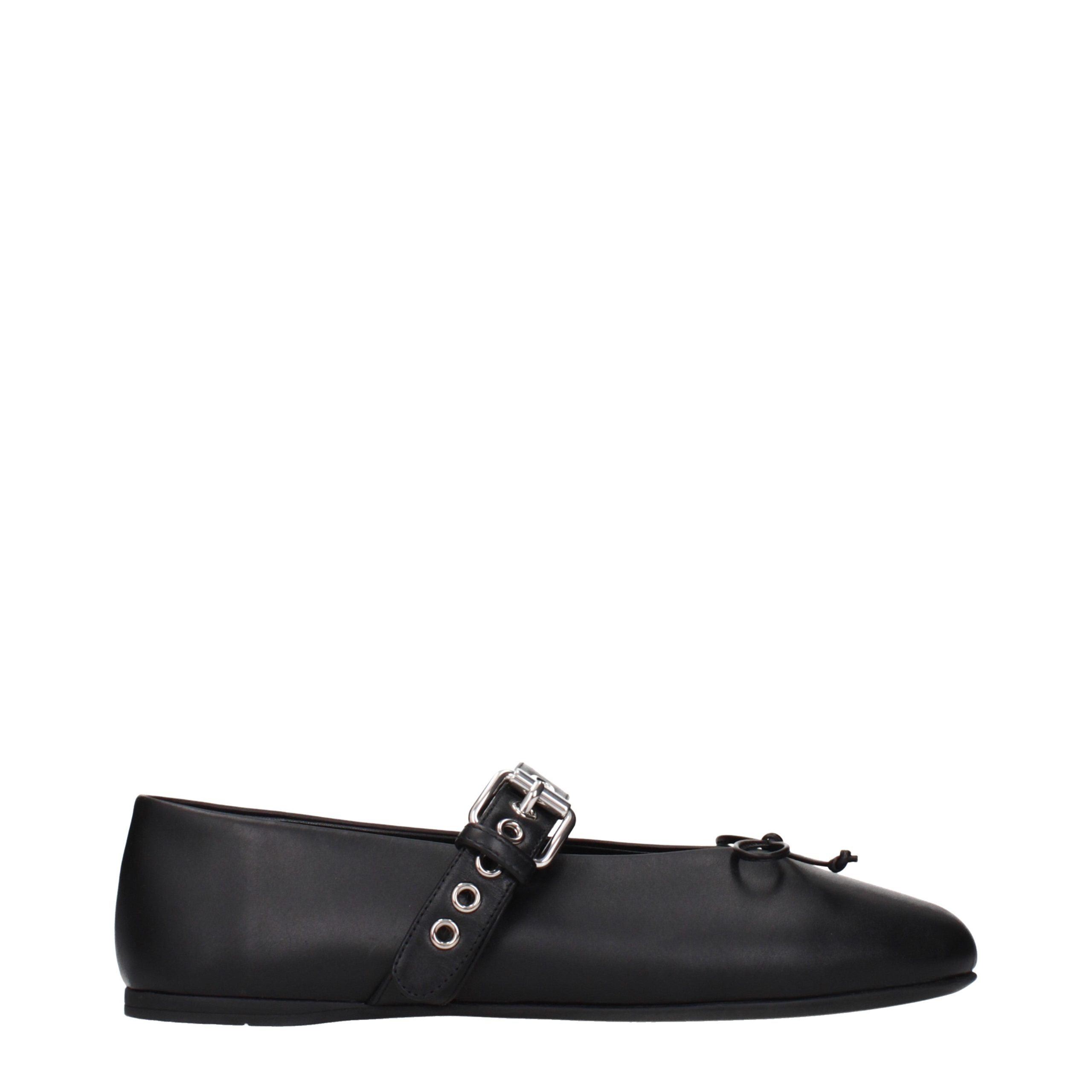 Miu Miu Black Leather Ballet Flats