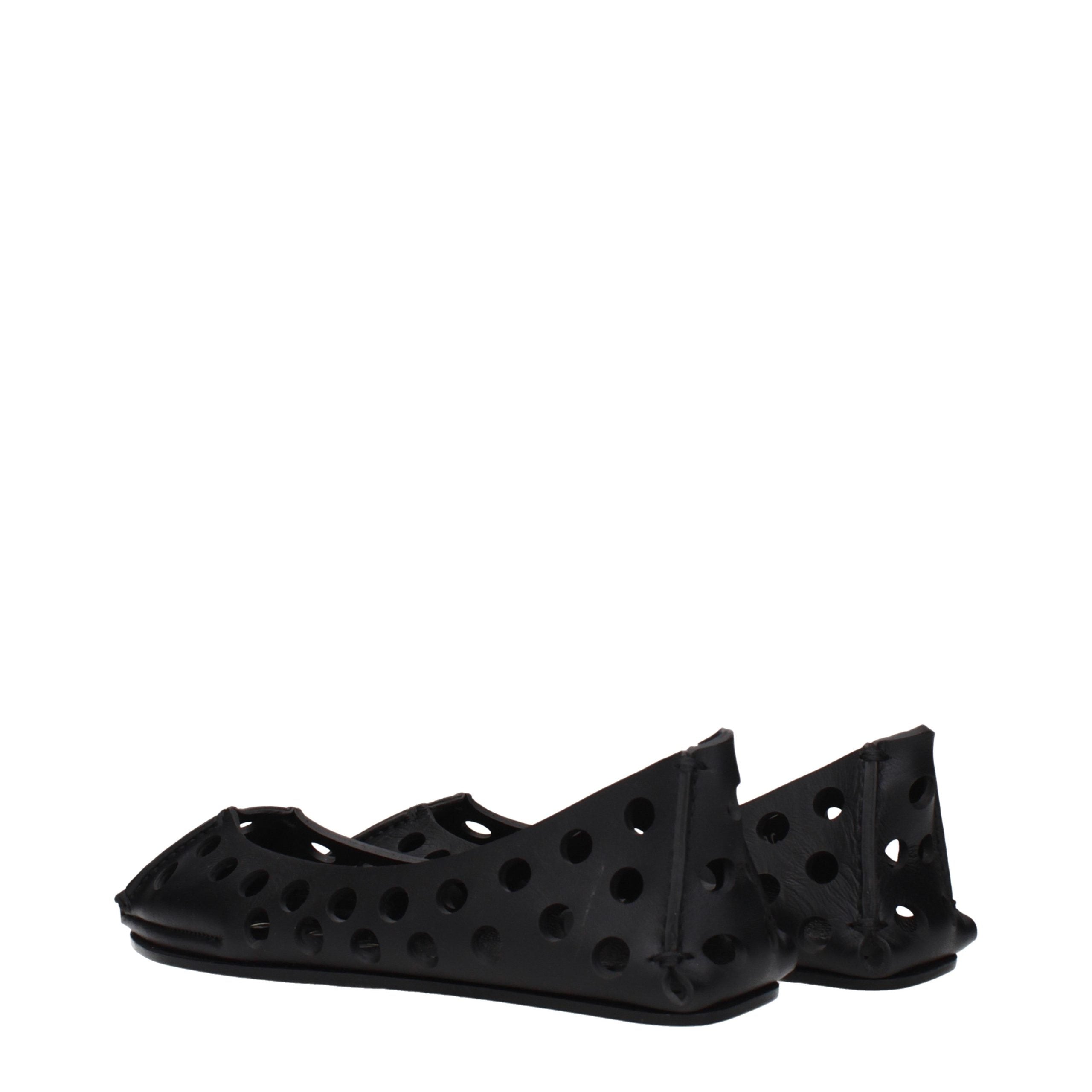 Alaïa Black Leather Ballet Flats