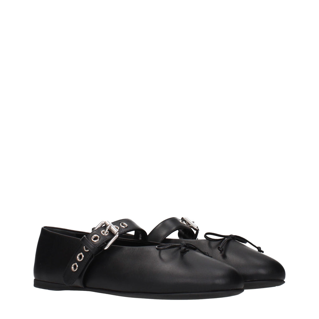 Miu Miu Black Leather Ballet Flats