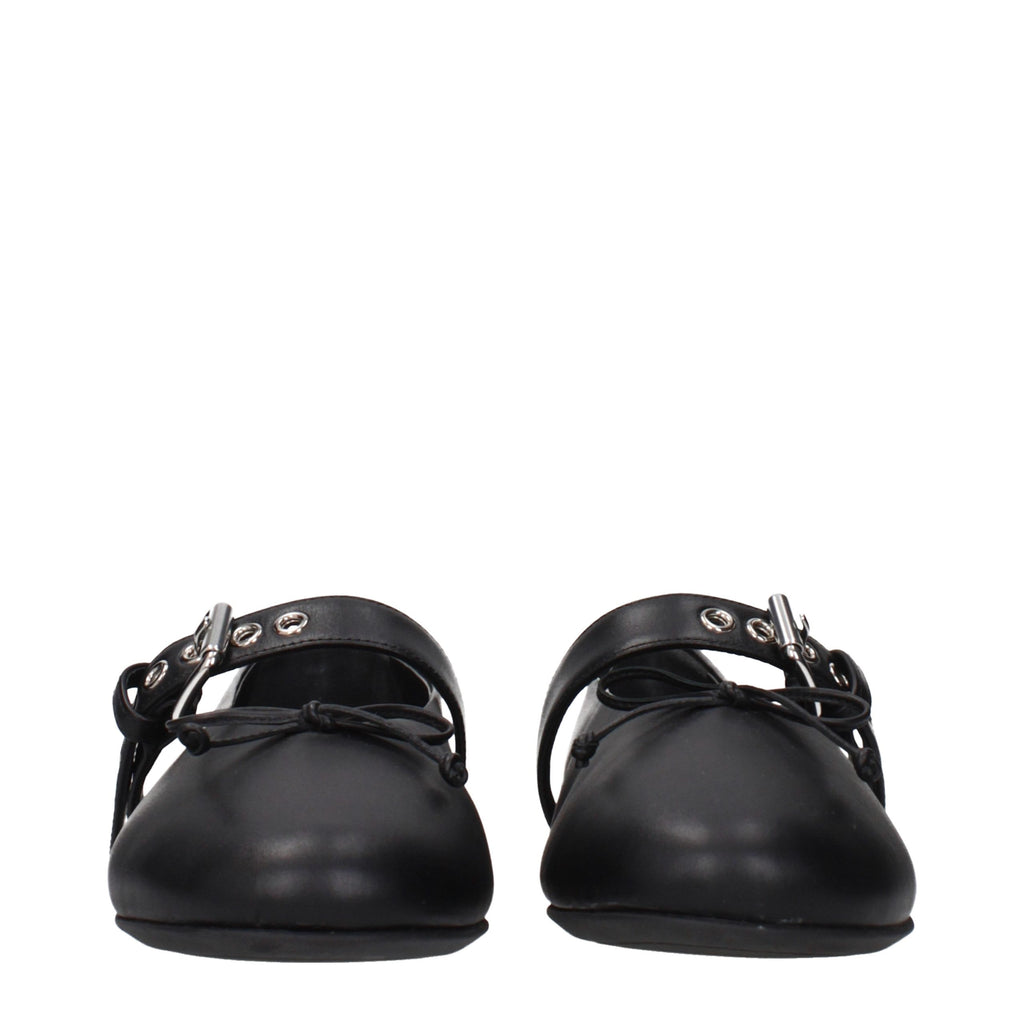Miu Miu Black Leather Ballet Flats