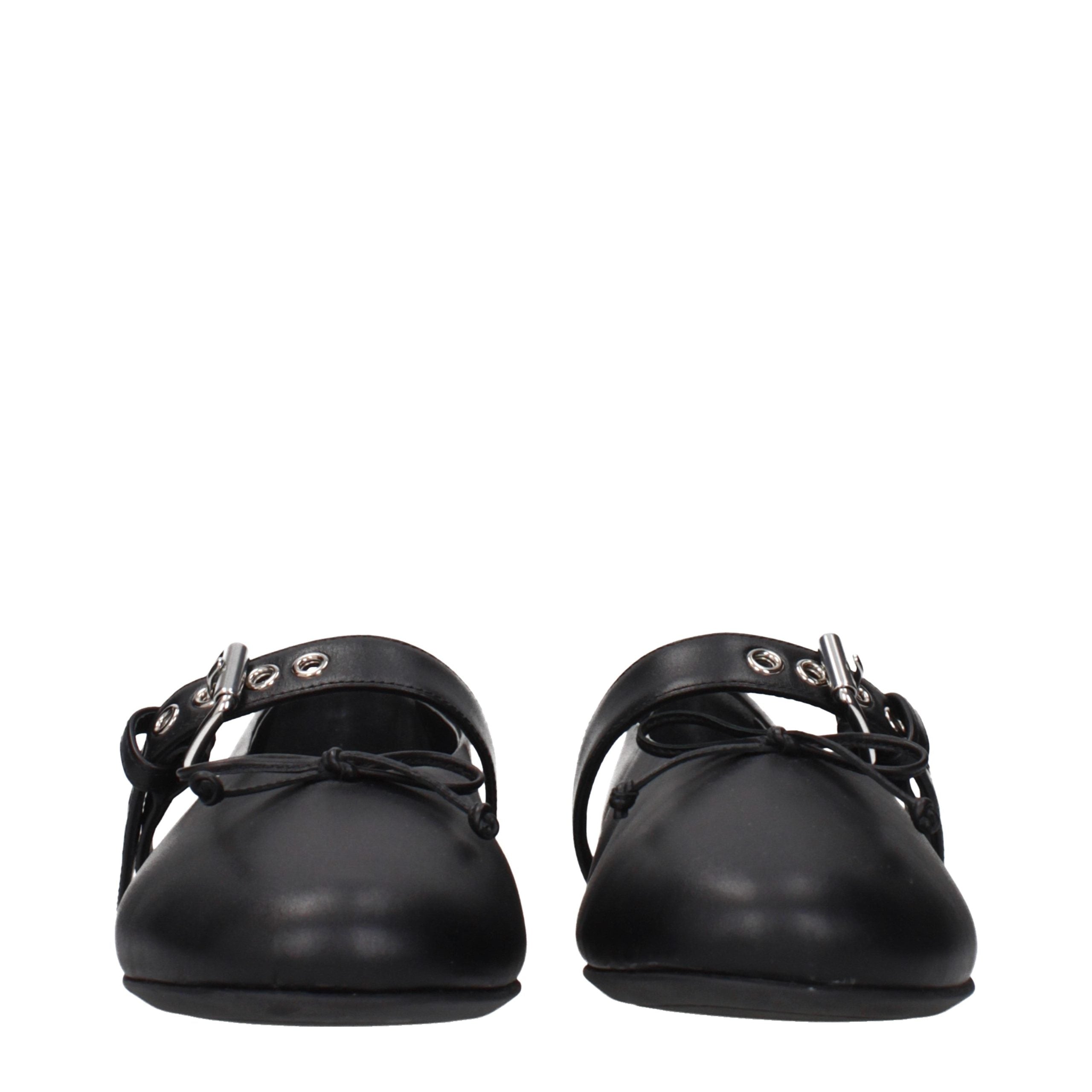 Miu Miu Black Leather Ballet Flats