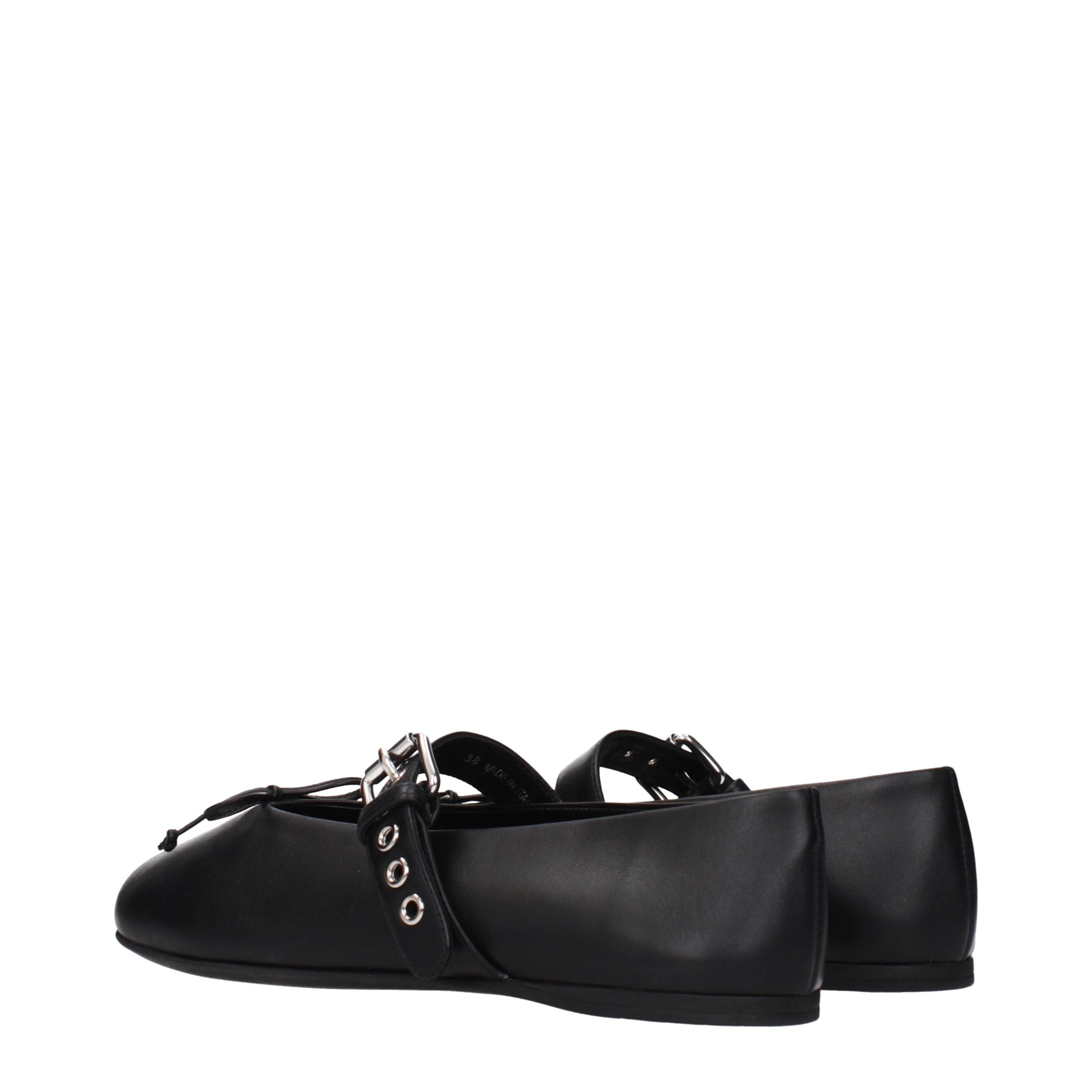 Miu Miu Black Leather Ballet Flats