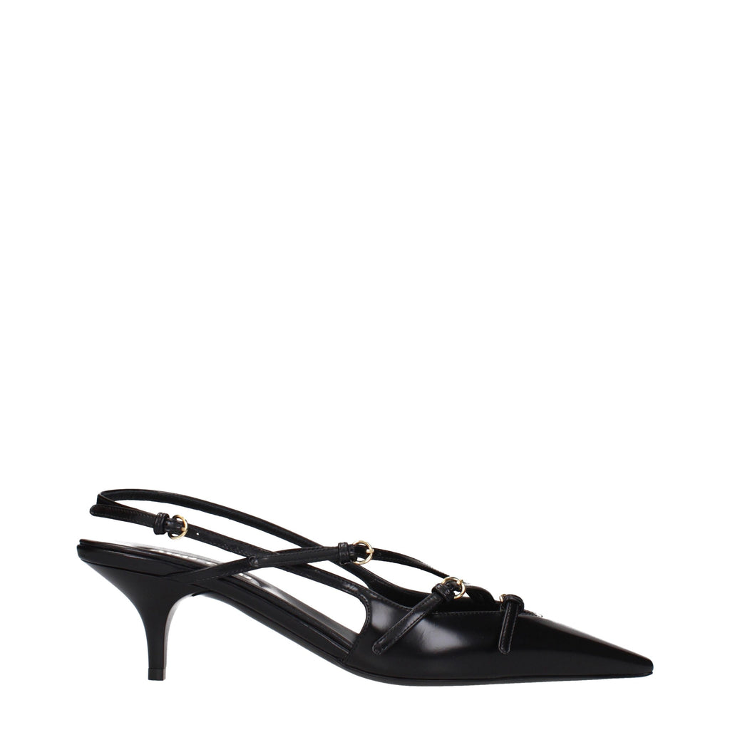 Miu Miu Black Leather High Heel Pumps