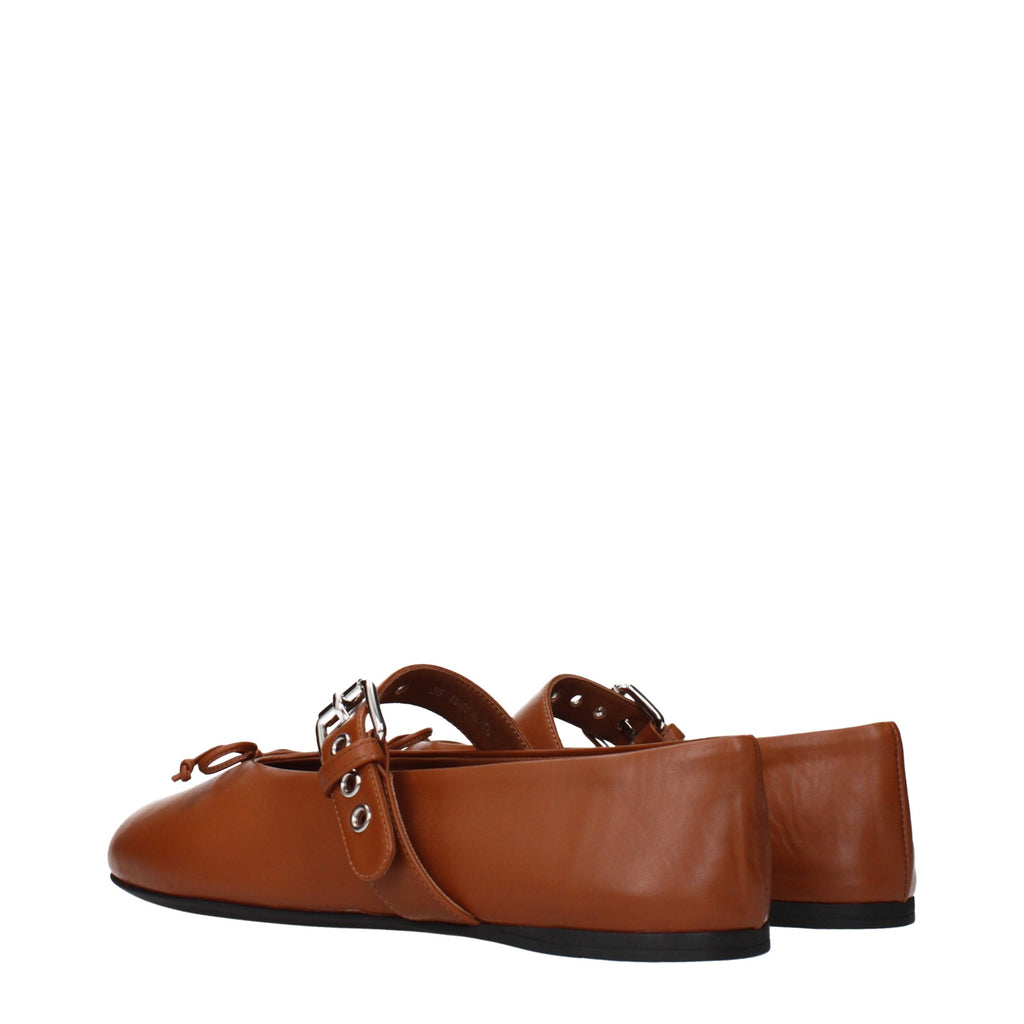 Miu Miu Brown Leather Ballet Flats