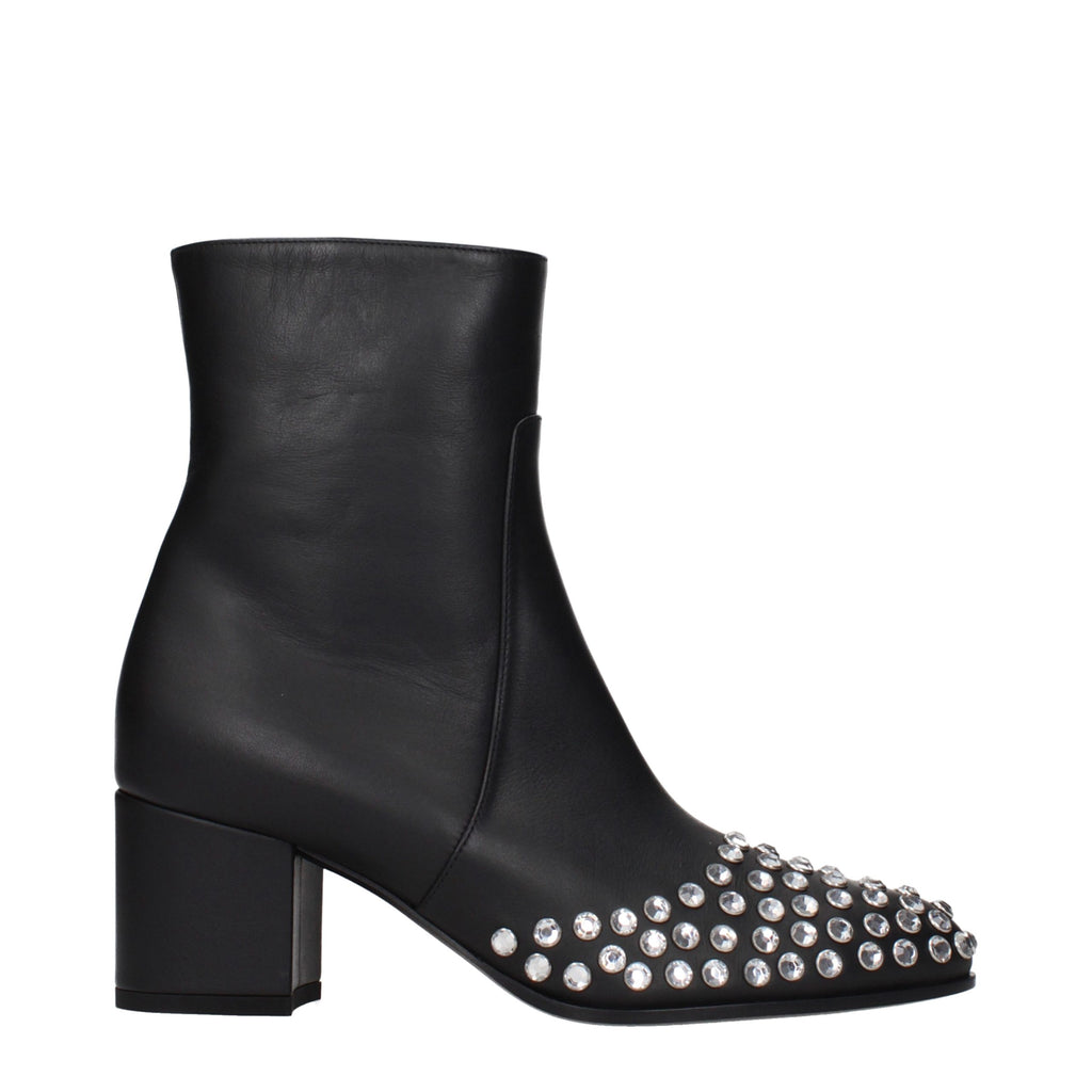 Alaïa Black Leather Ankle Boots