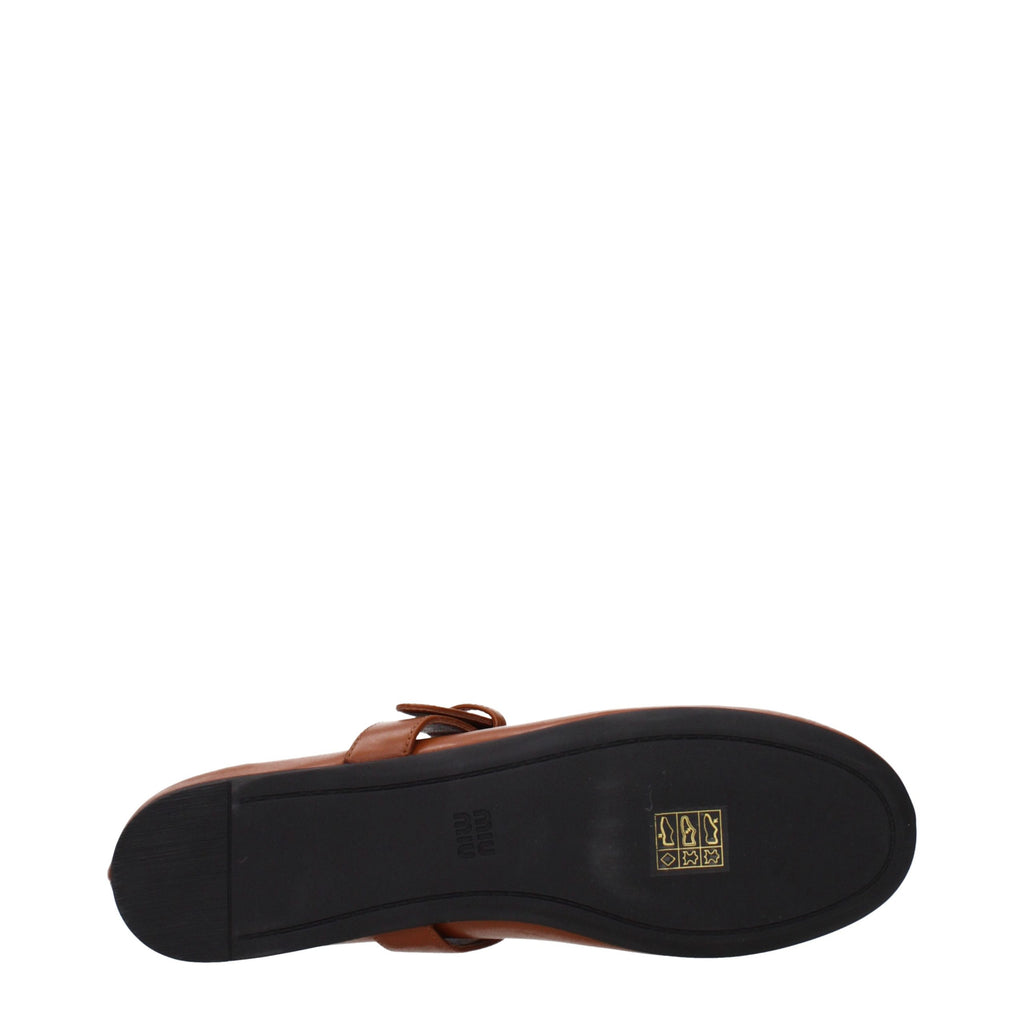 Miu Miu Brown Leather Ballet Flats