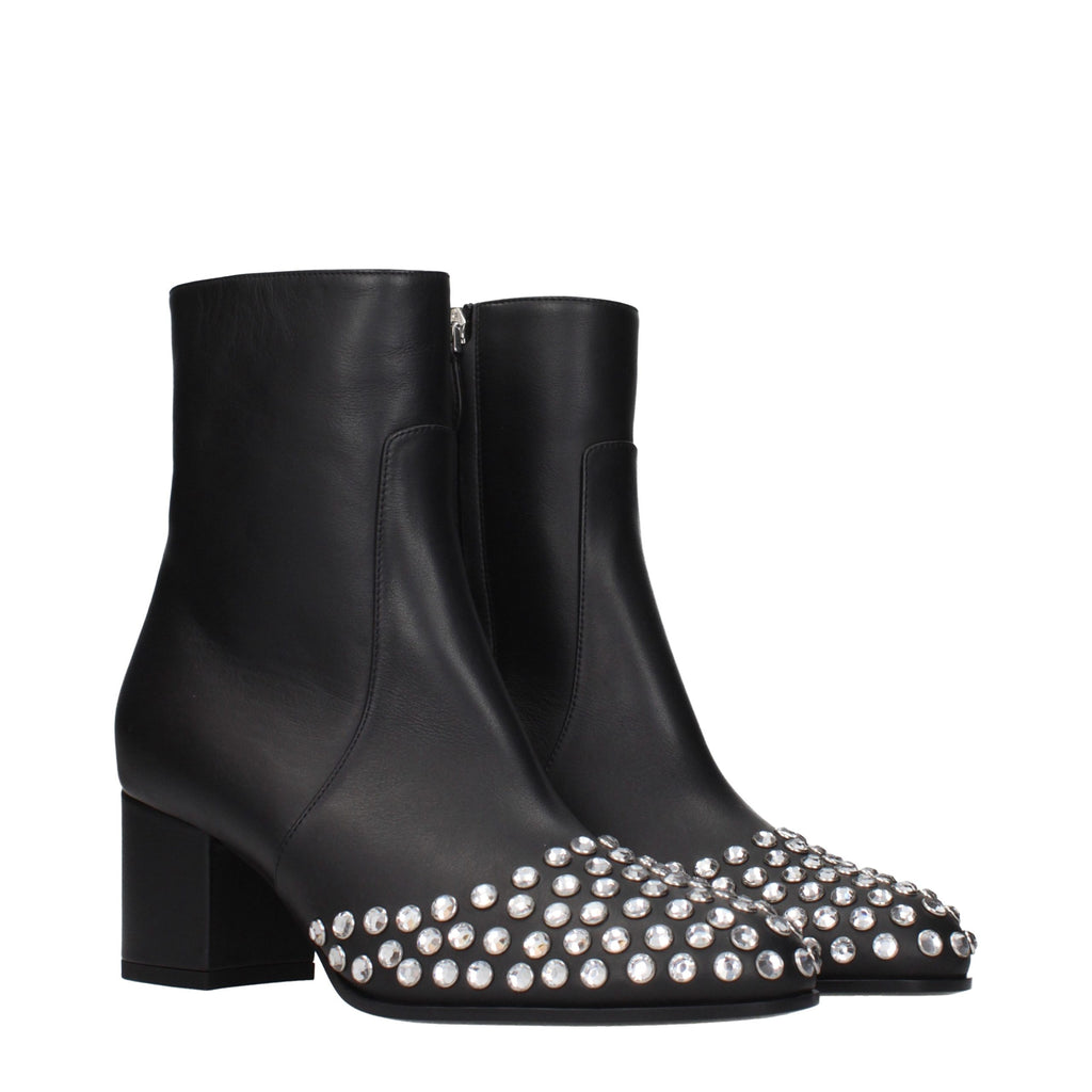 Alaïa Black Leather Ankle Boots