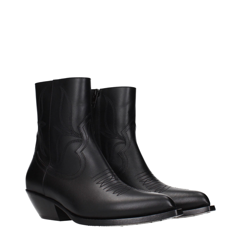 Celine Black Leather Ankle Boots