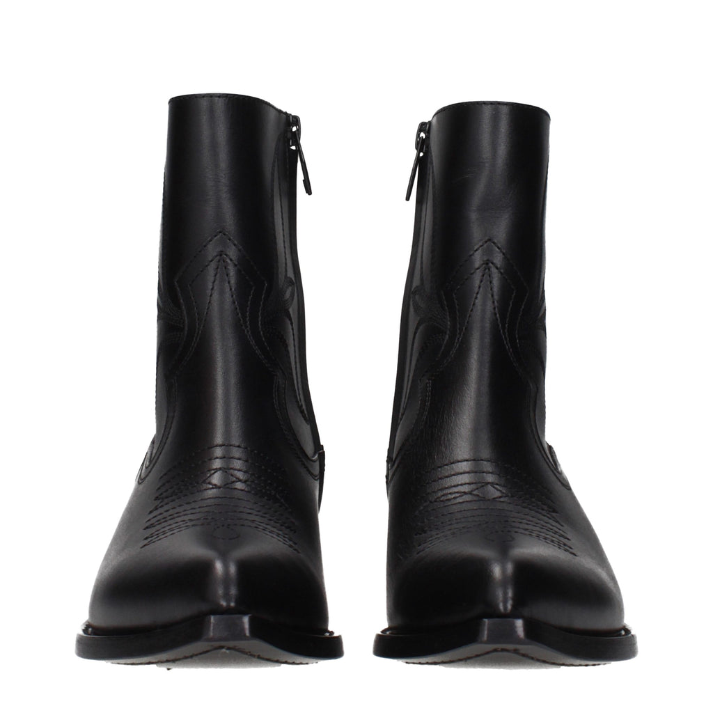 Celine Black Leather Ankle Boots