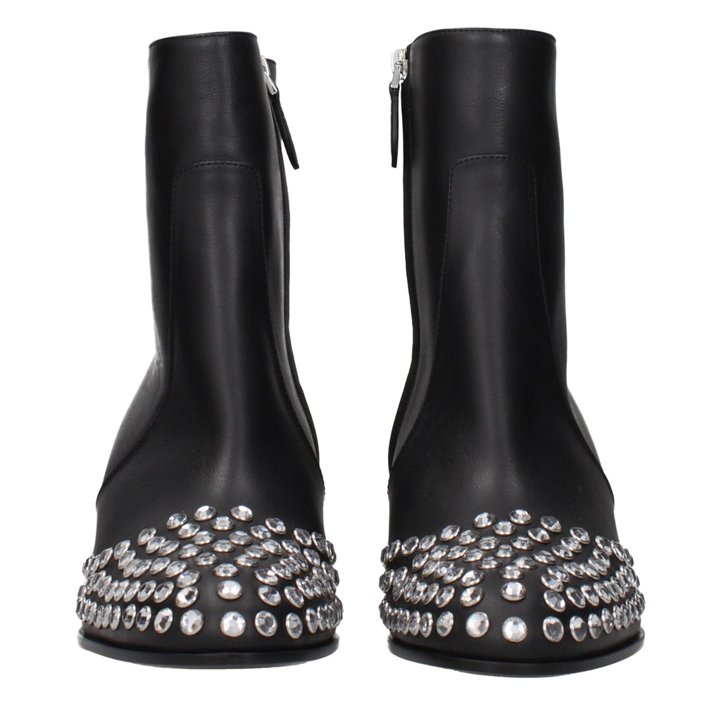 Alaïa Black Leather Ankle Boots