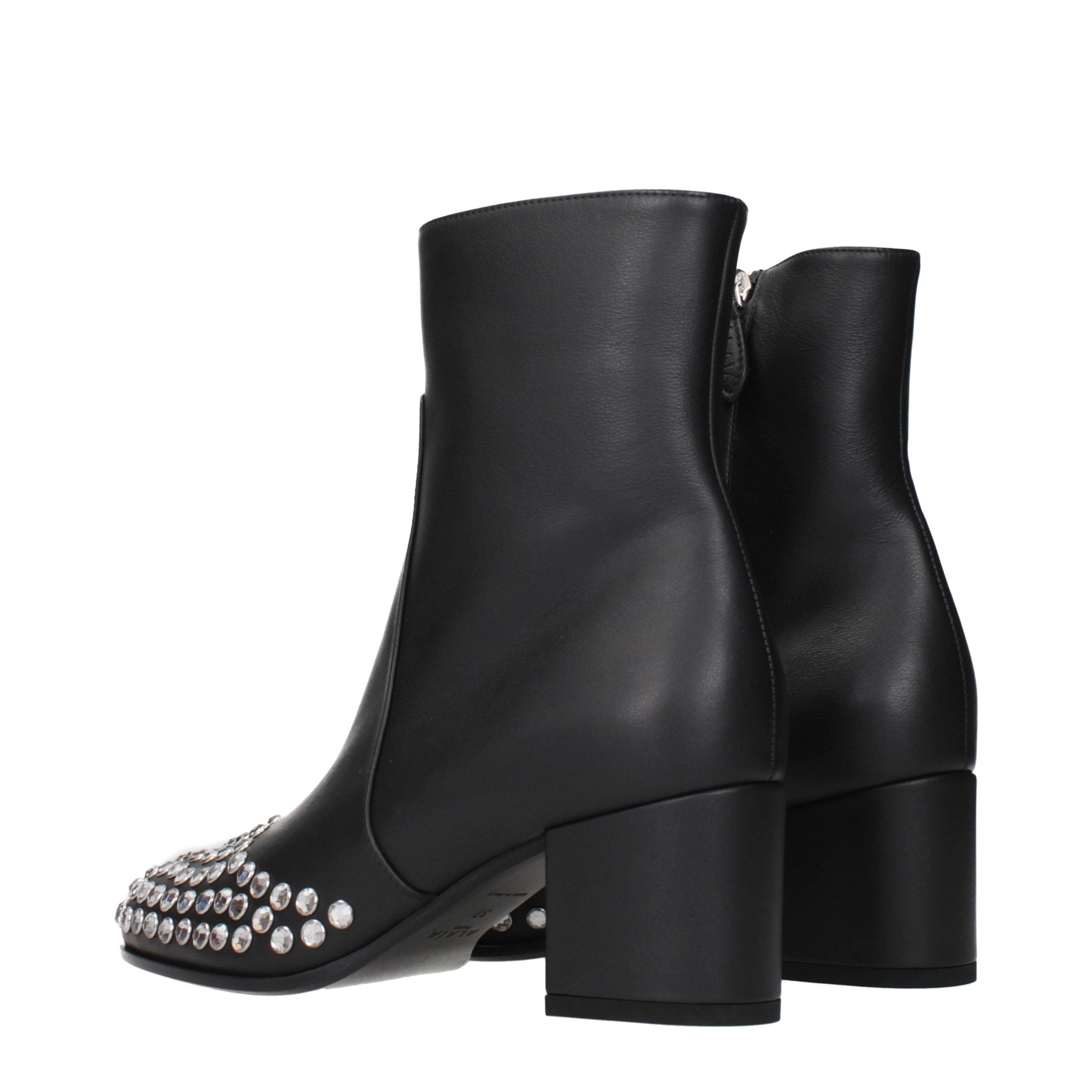 Alaïa Black Leather Ankle Boots