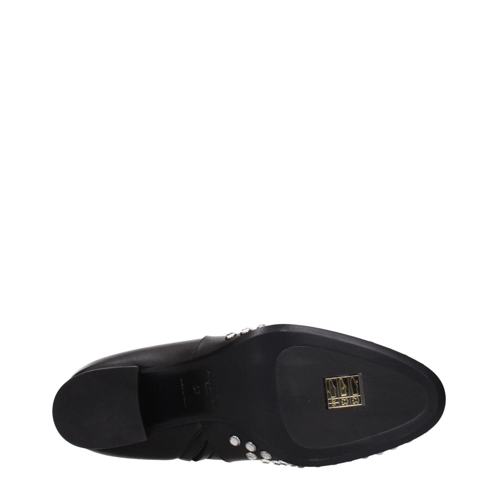 Alaïa Black Leather Ankle Boots