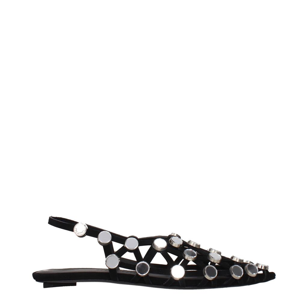 The Attico Black Leather Ballet Flats